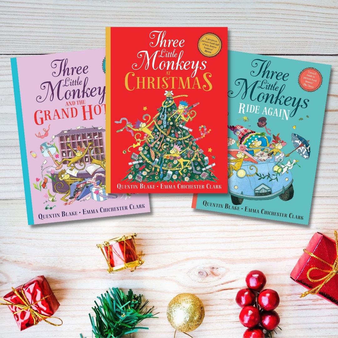 The perfect gift for little monkeys this Christmas! 🐵 Three delightful stories with Three Little Monkeys who bring chaos and humour wherever they go! 🎄 From picture book legends, @emmachichesterc and Quentin Blake. 🍬 amzn.to/3s00IV9