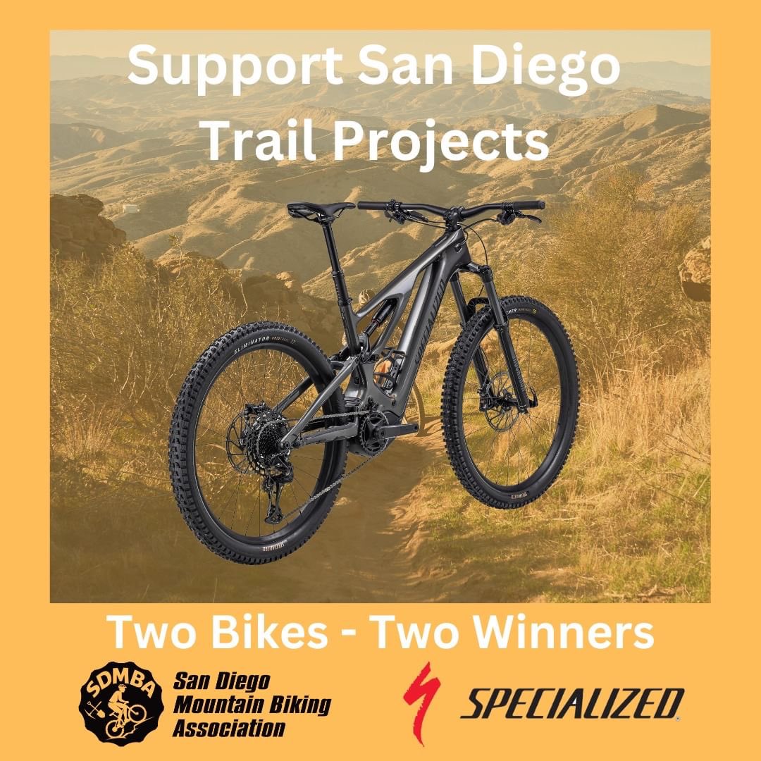 San Diego Mountain Biking Association (@sdmba) on Twitter photo Donate to support local trails and you could win one of TWO <a href="/iamspecialized/">Specialized Bicycles</a> Turbo Levo Carbon e-MTB’s.
$5 gets you one entry to win…AND $20 gets you 5 entries to WIN! 🚵🏻♀️⛏️
Donate by December 20: sdmba.givingfuel.com/sdmba-pitchin
@specializedsandiego <a href="/iamspecialized/">Specialized Bicycles</a> Donate to support local trails and you could win one of TWO <a href="/iamspecialized/">Specialized Bicycles</a> Turbo Levo Carbon e-MTB’s.
$5 gets you one entry to win…AND $20 gets you 5 entries to WIN! 🚵🏻♀️⛏️
Donate by December 20: sdmba.givingfuel.com/sdmba-pitchin
@specializedsandiego <a href="/iamspecialized/">Specialized Bicycles</a>