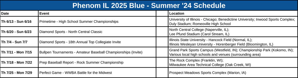 Schedule for Summer 2024 is set: