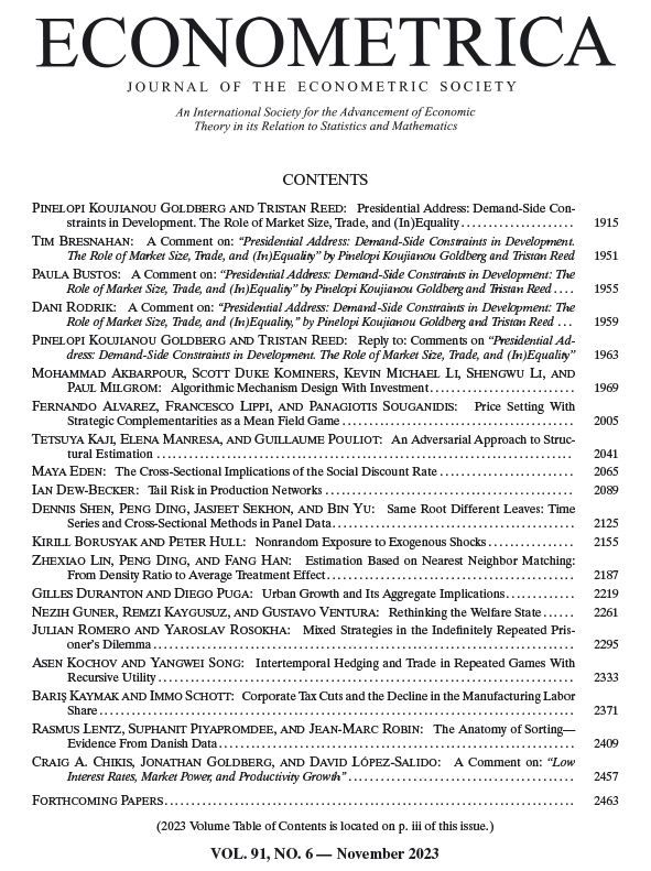 Econometrica Volume 91, Issue 6 (November 2023)  is now online
econometricsociety.org/publications/e…