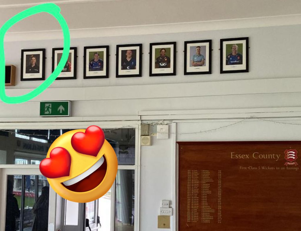 The County Ground, Chelmsford, will always be a special place for me. Thank you @EssexCricket for hanging my mugshot in the Pavilion today along with six other @EssexWomen legends!