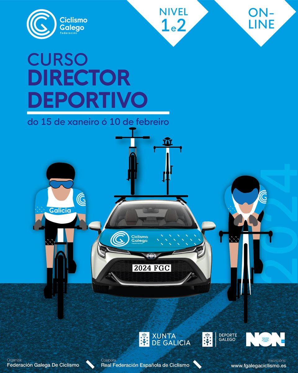 #FormaciónFCG 📚 Curso Director Deportivo Nivel I e Nivel II 📆 Do 15 de xaneiro ao 10 de febreiro 👨‍🏫 @Fgarciacasas 👩‍🏫 Cristina San Emeterio 👨‍🏫 @jorge_carril 👨‍🏫 Emilio de la Campa 👨‍🏫 @AlvaroCycling 📝 Inscricións abertas 🔗 fgalegaciclismo.es/index.php/es/s…