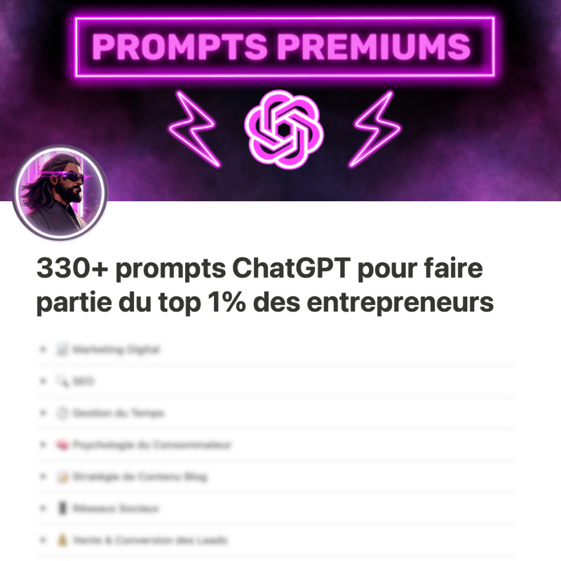 Elle est enfin là !

Je te dévoile ma nouvelle base de 330+ prompts ChatGPT pour booster ton business. 💸

Valeur de 37€, GRATUIT les prochaines 24 heures. 🔥 

Pour l'obtenir, c'est simple ⬇️

- Follow-moi (pour te DM)
- Like &amp; RT 
- Commente « 330 » 

Fonce ! 🕒