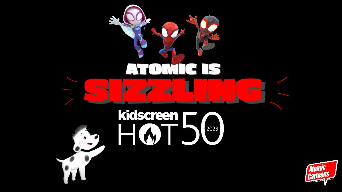 Atomic is SIZZLING! 🔥🔥🔥 @atomiccartoons has just been voted the #3 Production company on the #KidscreenHot50 list! Congratulations to our amazing team and thank you to @kidscreen and everyone who voted for us! 🎉 ow.ly/CivX50QhXgX $TBRD $THBRF #animationnews