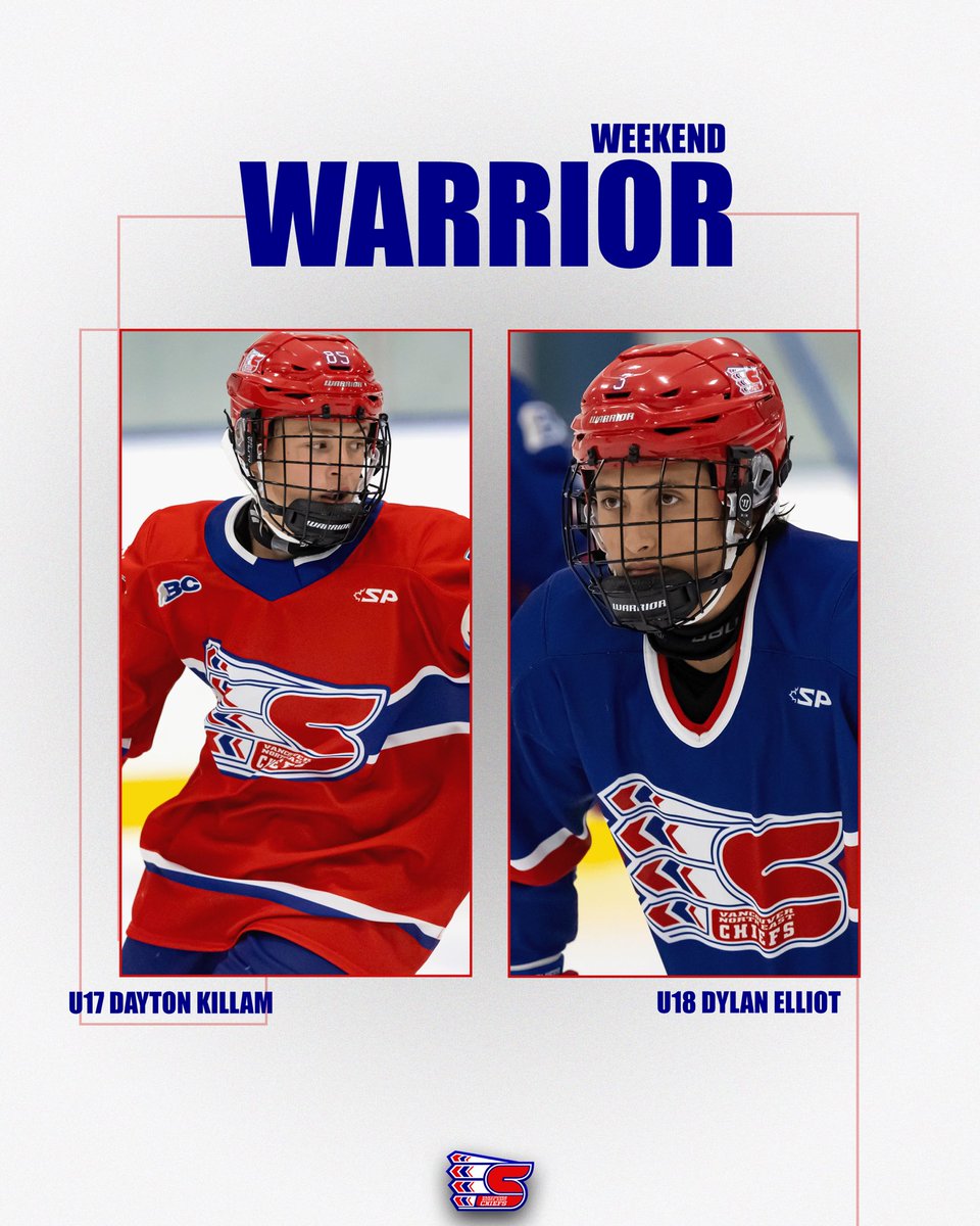 December 9th - 10th Weekend Warriors! 

U18 Dylan Elliot 
U17 Dayton Killam

#hockeywithcourage