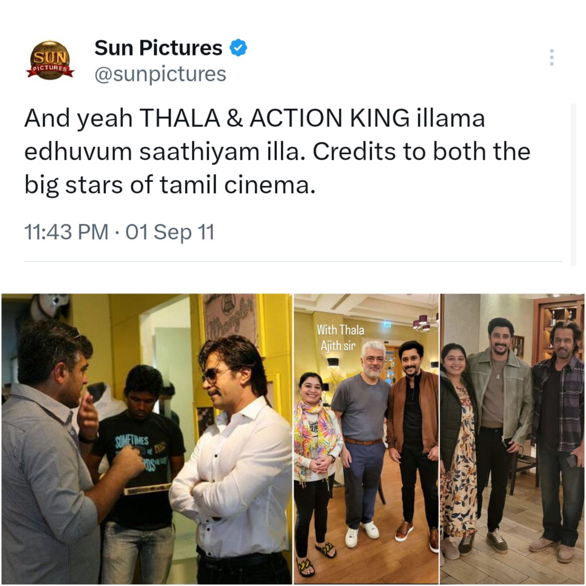 #Thala & Action King combo again in #VidaaMuyarchi 🔥🔥

#AjithKumar #ArjunSarja