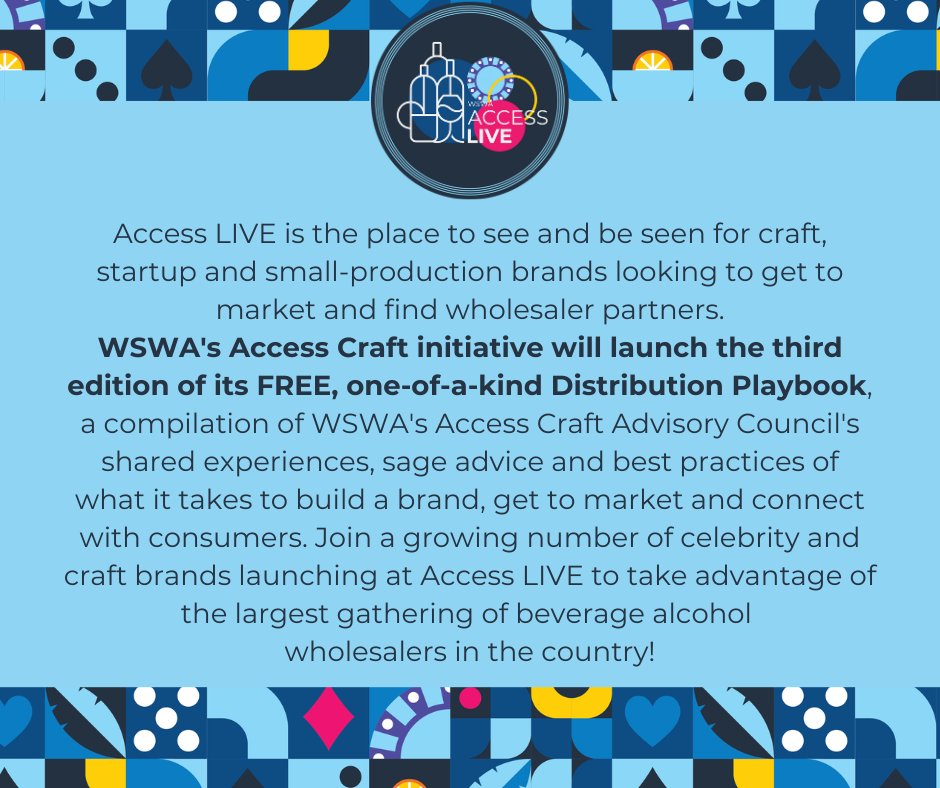 📣 Calling all craft, startup & small-production brands! #AccessLIVE24 is THE place to be to find wholesaler partners & getting your brand to market 🎉 Don't miss out on the chance to network w/ the largest gathering of wholesalers in the country! 🤝🍷 accesslive.wswa.org