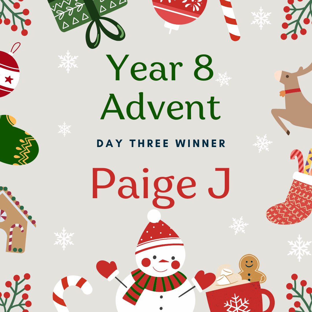 HgsYear8's tweet photo. Day 3 of Year 8 Advent goes to Paige J !

Paige always displays our HARPER values and is a roarsome member of our year 8 pride!
Enjoy your treat!
🍫🥳🎄🎉🎁
#adventmatters #attendancematters #TPWHDTRT #Makingtheprideproud https://t.co/Xn3P90C3qh