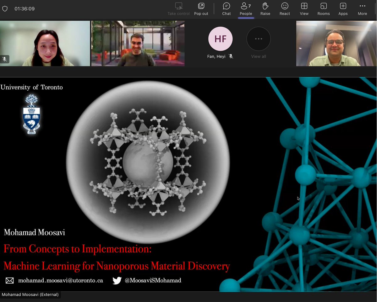 It was a pleasure to host Prof. <a href="/MoosaviSMohamad/">Mohamad Moosavi</a> (U Toronto) in my group <a href="/ucl/">UCL</a> and learn about the state-of-the-art ML in reticular chemistry!