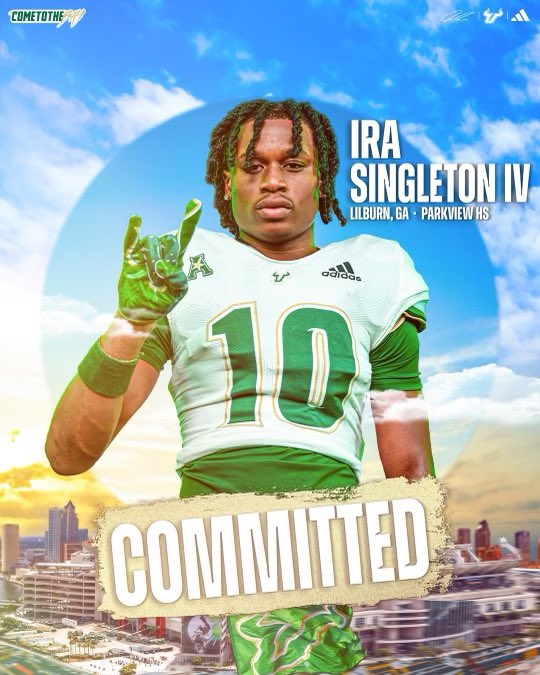 Ira Singleton IV (@irasingleton12) on Twitter photo After a special visit to <a href="/USFFootball/">USF Football</a> i would like to announce that i am now officially committed to The University of South Florida!! <a href="/CoachGolesh/">Alex Golesh</a> <a href="/CoachSturdivan1/">Coach Sturdivant</a> <a href="/CoachBMiller35/">Brian Miller</a> <a href="/coachskrrt/">Skrrt</a> <a href="/ParkviewFB/">Parkview Football</a> <a href="/Rivals/">Rivals</a> <a href="/CoachHawk_k9/">Kyre Hawkins</a> <a href="/ChadCreamer21/">Chad Creamer</a>
<a href="/RustyMansell_/">Rusty Mansell</a> <a href="/247Sports/">247Sports</a> After a special visit to <a href="/USFFootball/">USF Football</a> i would like to announce that i am now officially committed to The University of South Florida!! <a href="/CoachGolesh/">Alex Golesh</a> <a href="/CoachSturdivan1/">Coach Sturdivant</a> <a href="/CoachBMiller35/">Brian Miller</a> <a href="/coachskrrt/">Skrrt</a> <a href="/ParkviewFB/">Parkview Football</a> <a href="/Rivals/">Rivals</a> <a href="/CoachHawk_k9/">Kyre Hawkins</a> <a href="/ChadCreamer21/">Chad Creamer</a>
<a href="/RustyMansell_/">Rusty Mansell</a> <a href="/247Sports/">247Sports</a>