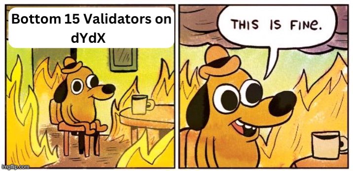 Empower decentralization on the @dYdX Chain by supporting little Validators..

Did you know that the bottom 15 validators
@01node
@RockawayX_Infra 
@Interbloc_org 
@stakingcabin 
@lavender_five 
@NodeProviders 
@Kiln_finance 
@0baseVC 
@Provalidator 
@InfStones, and others are
