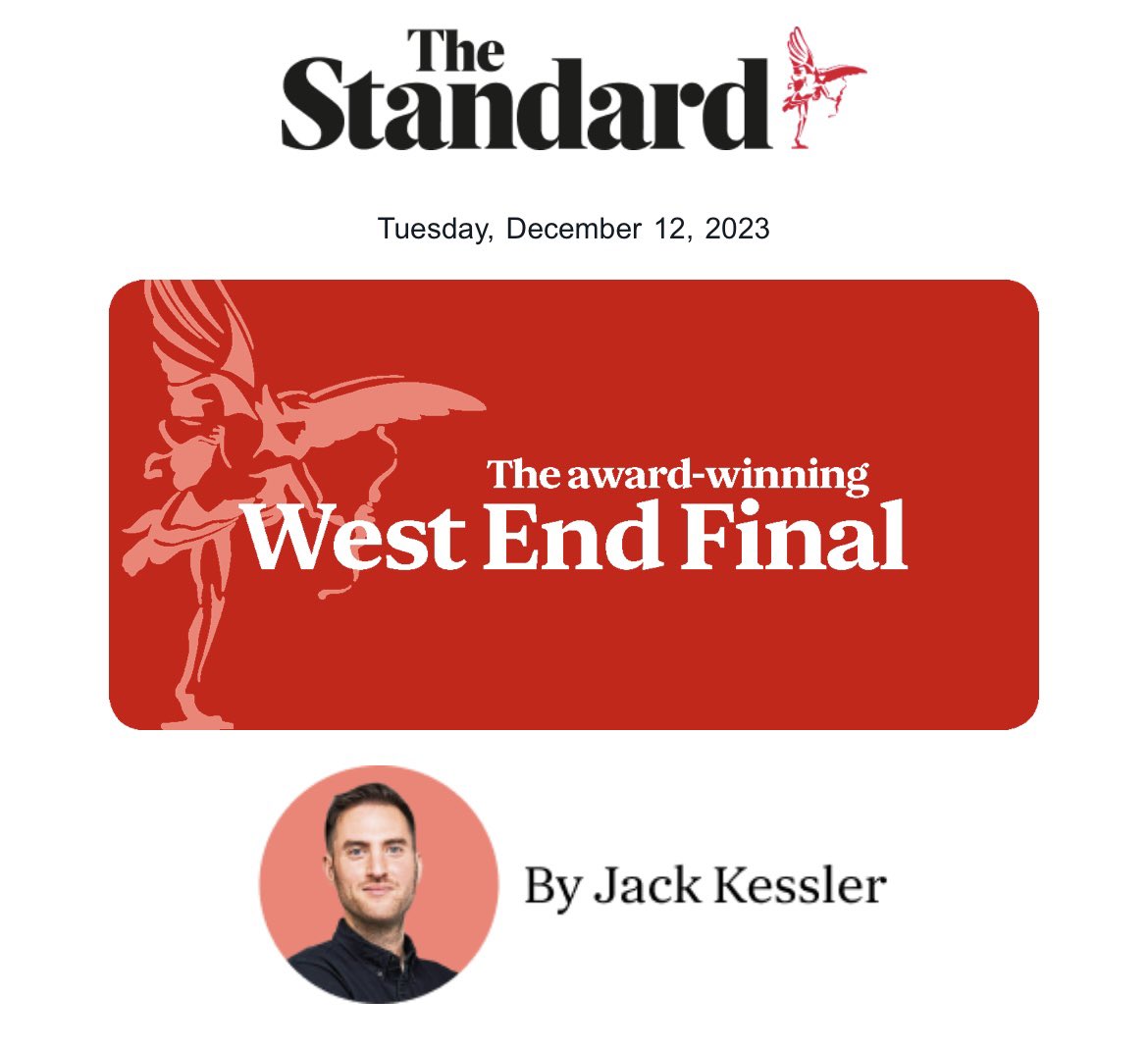 After exactly three years and nearly 700 hundred editions, my (award-winning!) West End Final newsletter has just passed 100,000 subscribers. Quite silly to think that’s the capacity of the Emirates and Stamford Bridge combined. Sign up here for free: standard.co.uk/newsletters