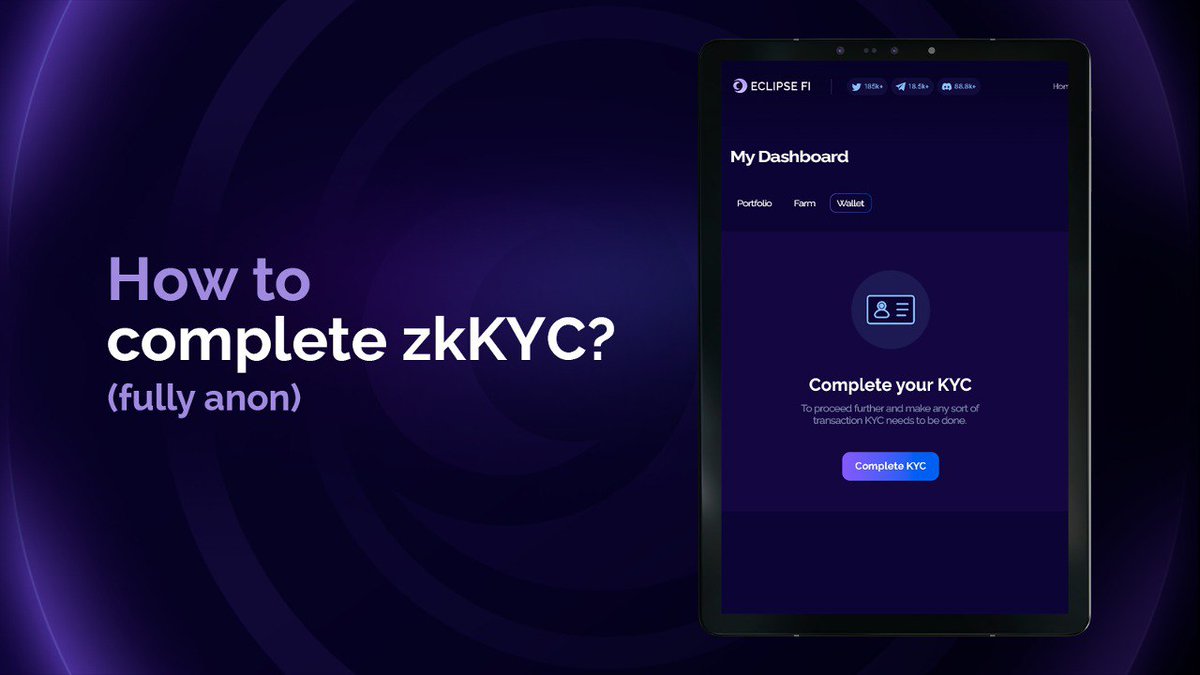 Eclipsefi's tweet photo. Over 2000 users have already completed zkKYC - the first anonymous KYC ever. Wondering how to do it?

We've prepared a detailed guide to make things easier 💜👇

https://t.co/BjCMUGhH9N

PS. Only 3 days left to fill out the Whitelist Application for the $ECLIP IDO on our platform – don't miss it!