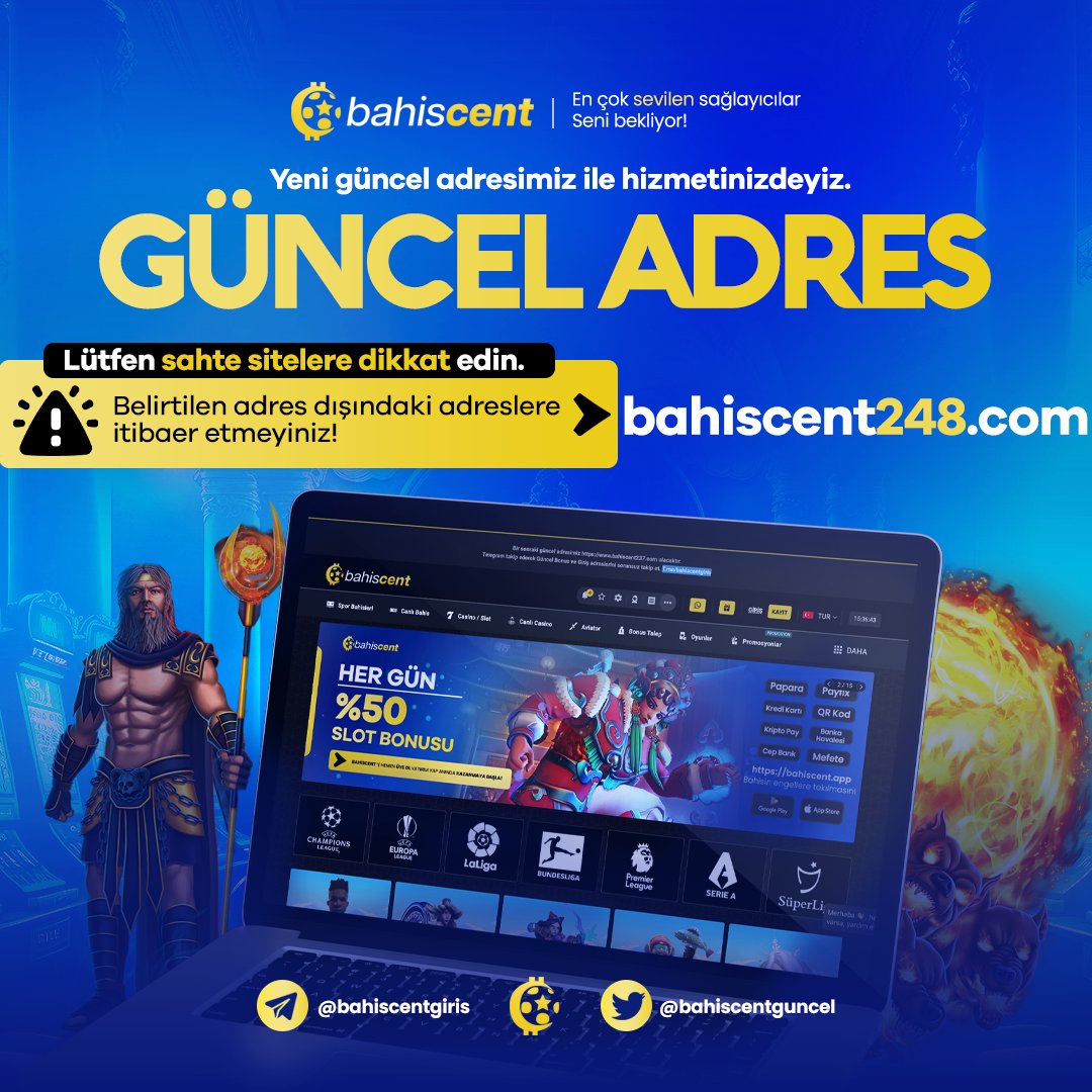 💻📲Güncel adresimiz bahiscent248.com olmuştur. ➡️bahiscent249 ➡️bahiscent250 Olarak devam edecektir. ⚡️ Kazancın adresi BahisCent'de tüm üyelerimize bol şans dileriz. ⚠️Tarayıcı geçmişinizi silip çerezleri kaldırmayı unutmayınız