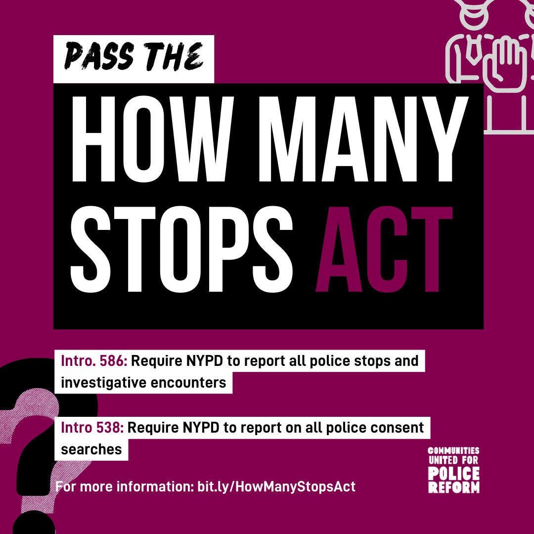 Thank you to @NYCSpeakerAdams for co-sponsoring both bills of the #HowManyStopsAct, which will require the NYPD to report on all street stops & consent searches, shedding light on abusive NYPD practices. Now @NYCCouncil must pass HMSA on 12/20 & @NYCMayor must sign it into law!