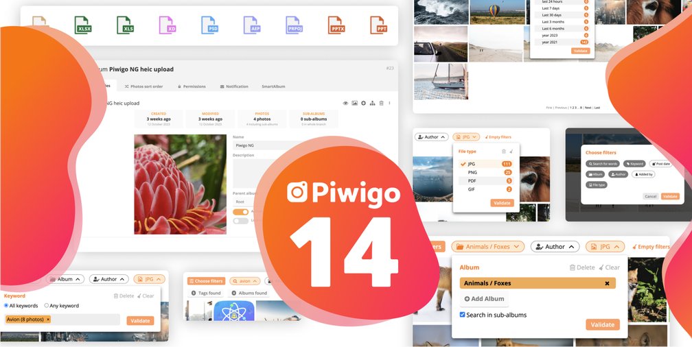🆕We're proud to announce the release of #Piwigo 14 ! A beautiful update with great changes: 
- complete search engine redesign with customizable filtres 
- WebP and HEIC support 
- and much more! 
Take a look at the release note : piwigo.org/release-14.0.0