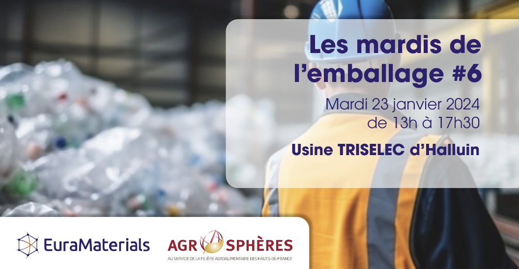 Les Mardis de l'Emballage <a href="/EuraMaterials/">EuraMaterials</a> sont de retour ! 💪
Au programme :
👉 Une visite du centre de tri d'Halluin,
👉 Un atelier d'éco-conception animé par une experte en recyclage &amp; packaging.
Inscrivez-vous 👉 swll.to/5wmMyr
#EmballageAlimentaire #Durabilité