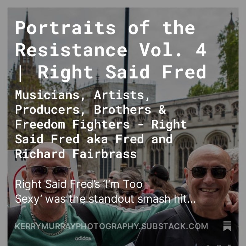 Out Now! Volume 4 of my portrait series | Portraits of the resistance 👉 Right Said Fred 👈 Now available on my Substack. Link below 👇🏻 open.substack.com/pub/kerrymurra…