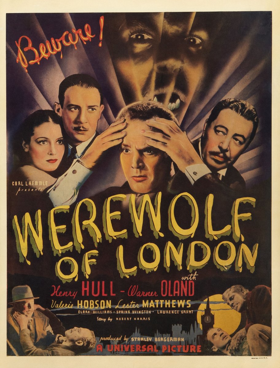 Still the best werewolf movie ever made: The Werewolf of London. It makes the Lon Chaney films pale by comparison. 

#UniversalHorror #onesheet #vintageposter #movieposter #Werewolf #WerewolfofLondon #London #HenryHull #WarnerOland #vintagehorror #horrorcommunity #LonChaney