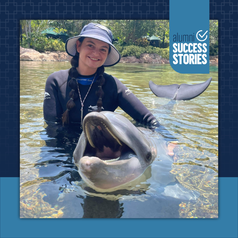 butleru's tweet photo. Alumni Hailey Hammons ’20 credits Butler University for providing her with the skills and confidence to pursue her dream job as a dolphin trainer. She encourages students to get as much experience as possible through volunteering and internships.