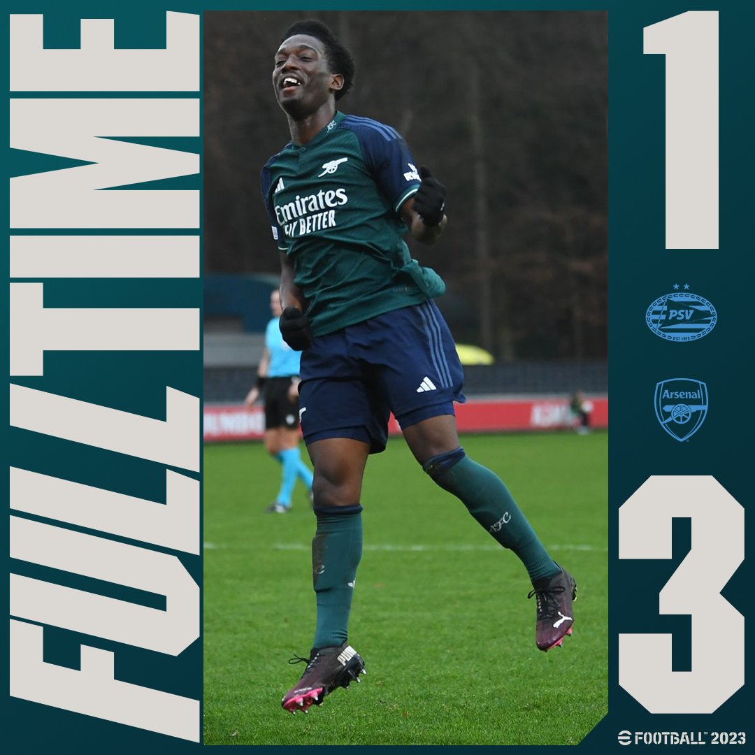 Arsenal 19 Yaş Altı takımı UEFA Gençlik Ligi'ndeki son maçında galibiyetle tanıştı. Amario Cozier-Duberry (2) ve Josh Nichols'ün golleriyle PSV Eindhoven'ı 3-1 mağlup ettik.🔴⚪