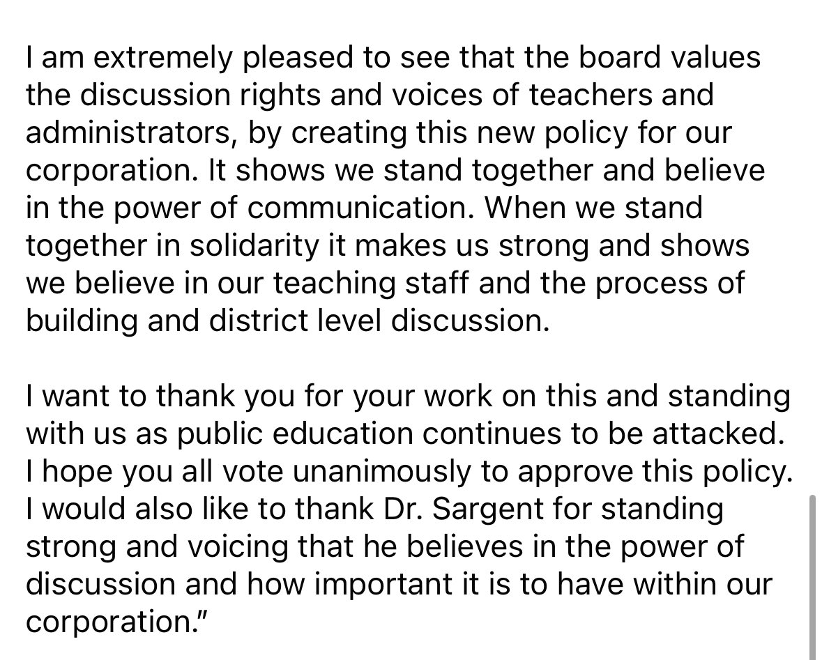 Last night <a href="/KokomoSchools/">Kokomo Schools</a> School Board voted to pass Board Policy 3600 which protects discussion rights between KTA and KSC. 

KTA appreciates that KSC values the voices of teachers in Kokomo Schools. 

See below from KTA President Shane Matlock:

#Solidarity