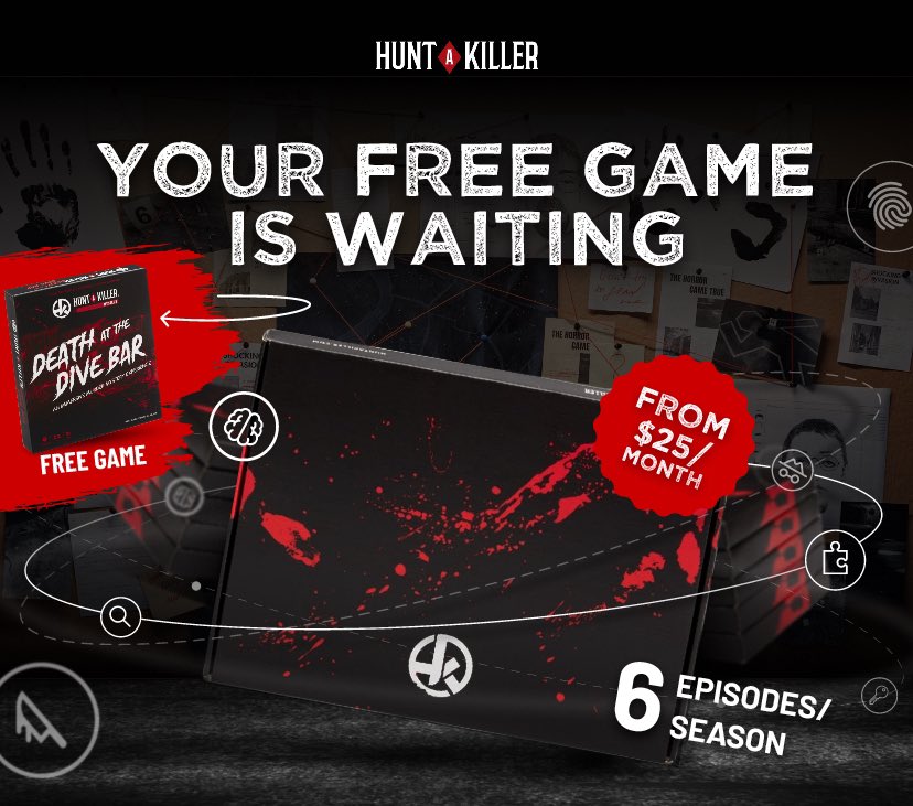 doesn’t love a free game? Keep it for yourself or give the gift of mystery! #detectivesneeded #jointhehunt #huntakiller #solvethecase #gamenight #coldcases #mysterygame #deathatthedivebar #doyouhavewhatittakes #bethedetective #hiddenevidence #murderandmayhem #datenight