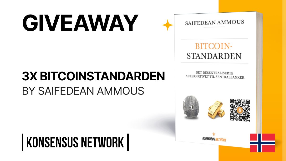 Rune Østgård (@enur72) on Twitter photo Nå nærmer det seg jul, og i den forbindelse har bitcoinforlaget Konsensus spurt meg om jeg kan hjelpe dem med å gi bort 3 eksemplar av Bitcoinstandarden, og det gjør jeg gladelig.
Lik og del så er du med i trekningen.
Følg <a href="/KonsensusN/">Konsensus Network 📚</a> for å finne de nyeste bitcoinbøkene. Nå nærmer det seg jul, og i den forbindelse har bitcoinforlaget Konsensus spurt meg om jeg kan hjelpe dem med å gi bort 3 eksemplar av Bitcoinstandarden, og det gjør jeg gladelig.
Lik og del så er du med i trekningen.
Følg <a href="/KonsensusN/">Konsensus Network 📚</a> for å finne de nyeste bitcoinbøkene.