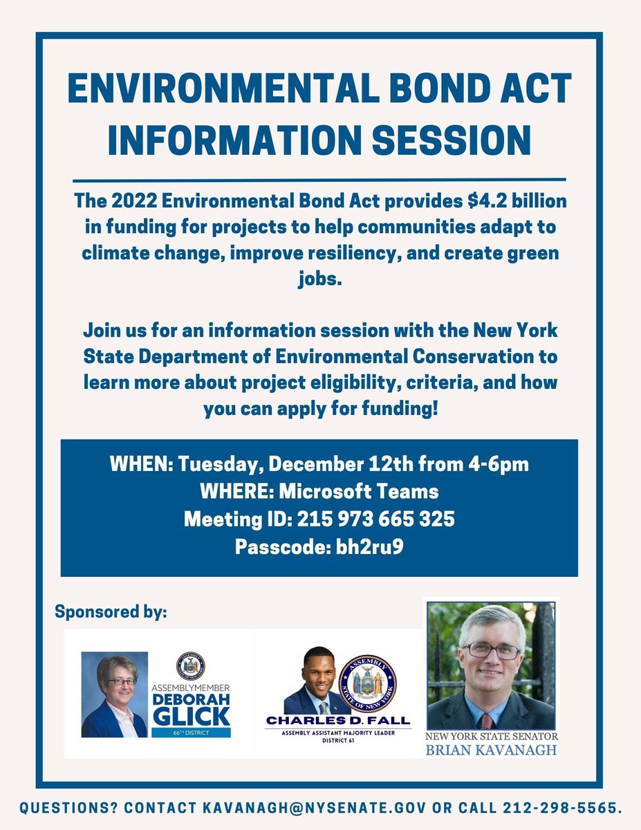 Charles D. Fall (@charlesdfall) on Twitter photo Join us today at 4PM for a session on the 2022 Environmental Bond Act. This act earmarks $4.2 billion for projects that help communities adapt to climate change & improve resilience. Learn from <a href="/NYSDEC/">New York State Dept. of Environmental Conservation</a> experts about project eligibility and the funding application process. Join us today at 4PM for a session on the 2022 Environmental Bond Act. This act earmarks $4.2 billion for projects that help communities adapt to climate change & improve resilience. Learn from <a href="/NYSDEC/">New York State Dept. of Environmental Conservation</a> experts about project eligibility and the funding application process.