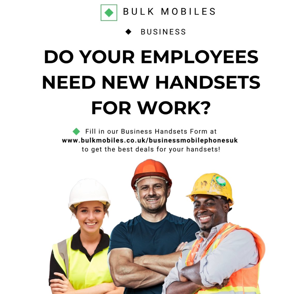 Do your employees need new handsets for work? 📱

Get discounted prices by getting in touch on our enquiry form at: 
bulkmobiles.co.uk/businessmobile…

#businesshandsets #businessmobilephones #mobilephones #bulkmobilesecom #bulkmobilesuk #office #construction #discountedprices