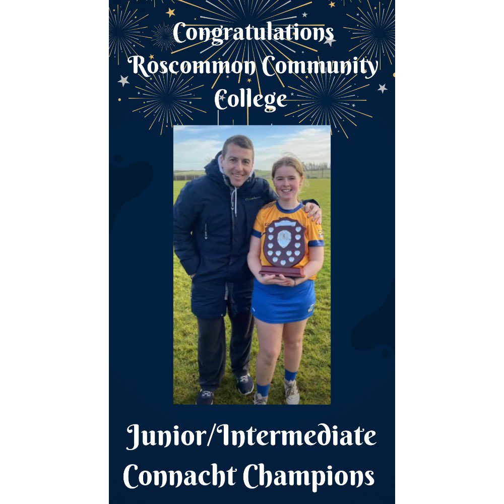 Huge congratulations to goalkeeper Zoe and the rest of the Roscommon Community College Camogie team and management who defeated Merlin College in the Connacht Shield Final yesterday. 💙💛