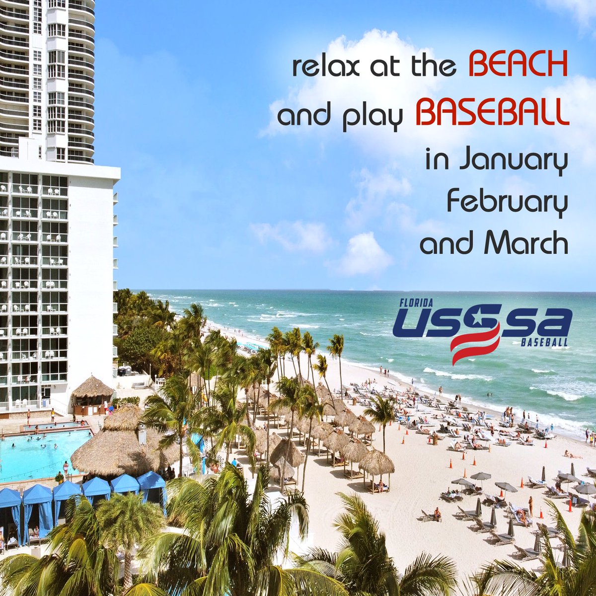 USSSASports's tweet photo. THE WEATHER IS GREAT. Wanna get away? PLAY BASEBALL, maybe two weekends in a row, with practice and relaxing during the week. We have dates, and can help with hotel discounts. WATCH THIS VIDEO: https://t.co/7M9LnwJgMe. Mac WILL answer all your questions.  727.612.6019 https://t.co/hx4unvxfIi