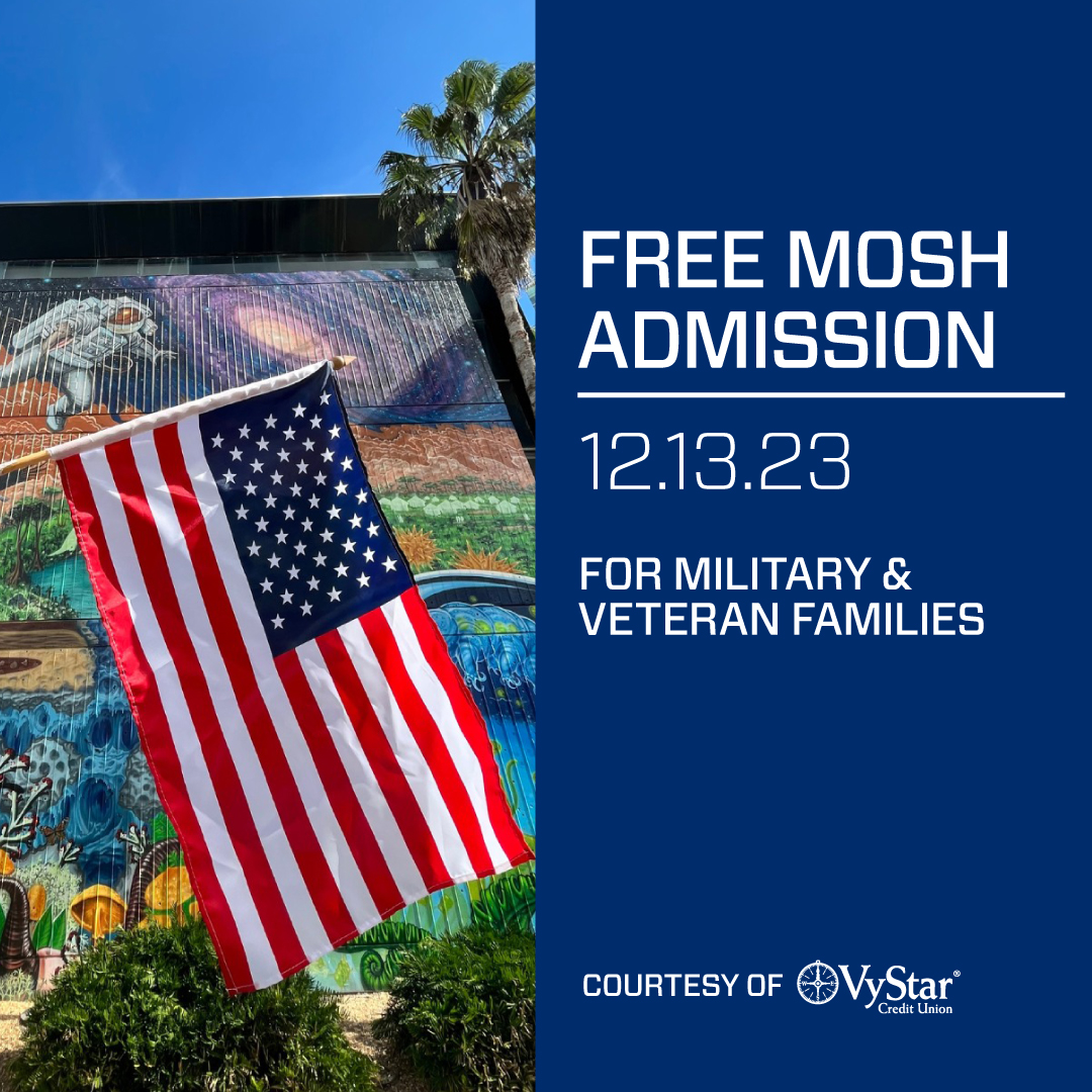 With the support of @OfficialVyStar, MOSH extends gratitude to our active Military Members, Veterans, and their families with free admission on Wednesday, December 13. Present a valid military ID to our Front Desk Staff and immerse yourself in the wonders of the Museum.