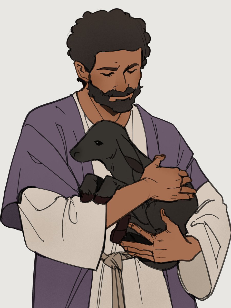 「jesus holding a lamb based on that paint」|Wolfyのイラスト