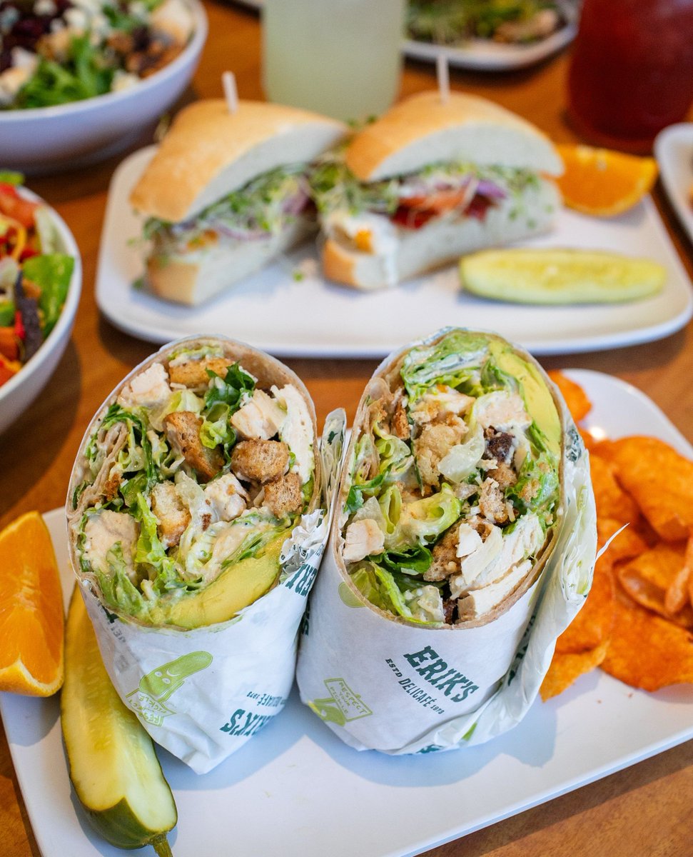 Cleopatra Wrap is stealing the show: Chicken breast, crisp fresh romaine, avocado, tomato, Asiago cheese, and croutons with Caesar dressing in a wheat wrap. See you at lunchtime!

#eriksdelicafe #healthyeats #bayareaeats #santacruzeats #sanjoseeats #bayareafoodie