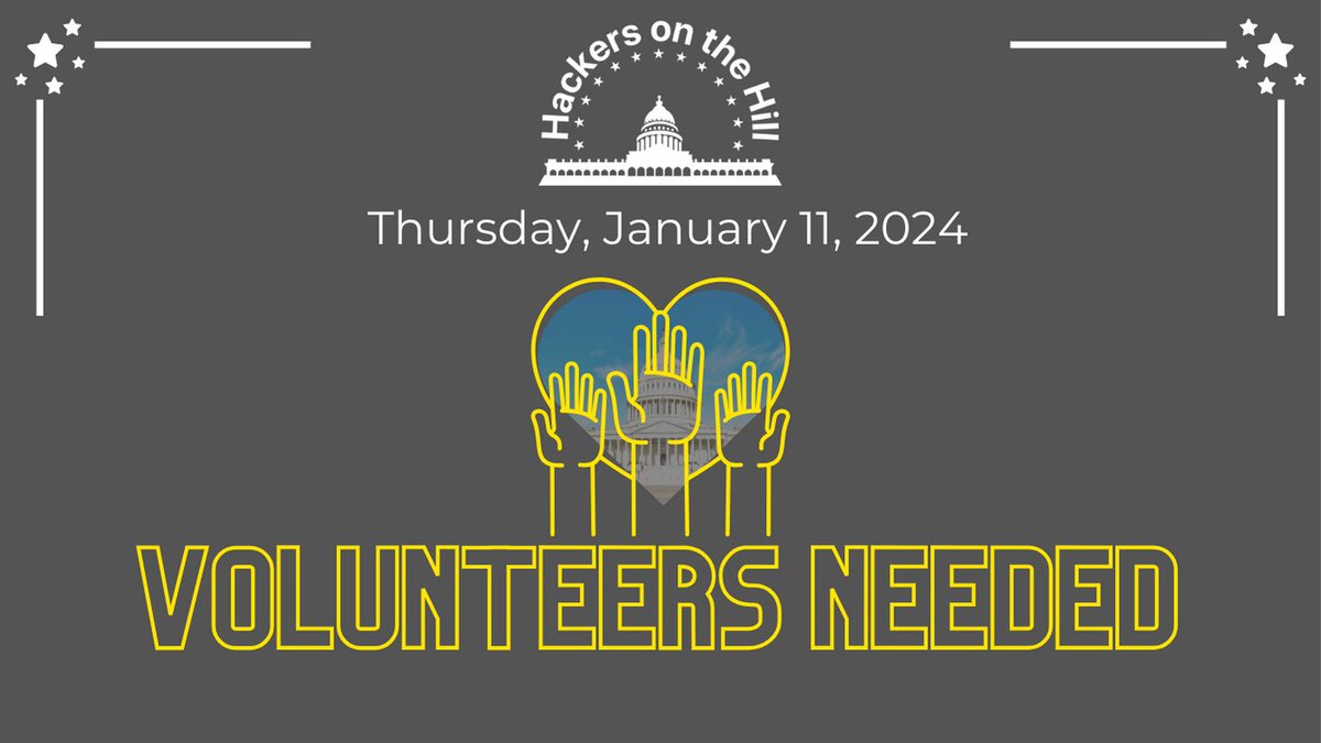 We are always looking for volunteers and we need your help. While we don't accept donations, we do accept skills and time! Want to help make our website, social media, or videos better? Email us! Check us out at hackersonthehill.org. 
#volunteers #thankyou #hillhackers #cyber
