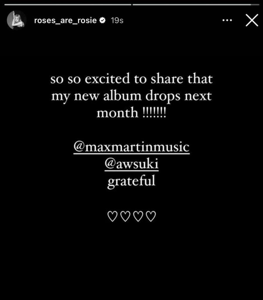 OH MY GOD ROSÉ’S NEWSTORIES???? RS2 IN JANUARY PRODUCED BY MAX MARTIN?????