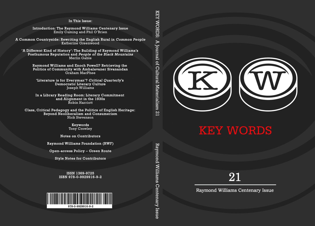 Raymond Williams Society (@r_williams_soc) on Twitter photo Featuring essays by <a href="/KatherineLucyG/">Dr Katherine Greenwood</a>, Merlin Gable, Graham MacPhee, <a href="/lifeisnotanovel/">Joe Williams</a>, Robin Harriott, and <a href="/NickSte79053218/">Nick Stevenson</a>, this year's issue of Key Words is out soon. Read the introduction on our blog and join the society to get your copy...
raymondwilliams.co.uk/2023/12/11/key… Featuring essays by <a href="/KatherineLucyG/">Dr Katherine Greenwood</a>, Merlin Gable, Graham MacPhee, <a href="/lifeisnotanovel/">Joe Williams</a>, Robin Harriott, and <a href="/NickSte79053218/">Nick Stevenson</a>, this year's issue of Key Words is out soon. Read the introduction on our blog and join the society to get your copy...
raymondwilliams.co.uk/2023/12/11/key…