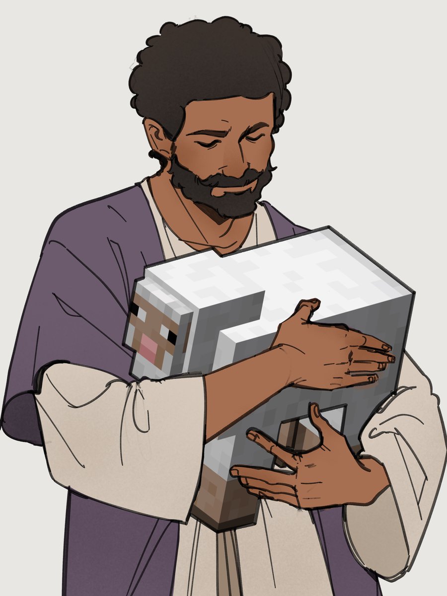 jesus holding a minecraft sheep