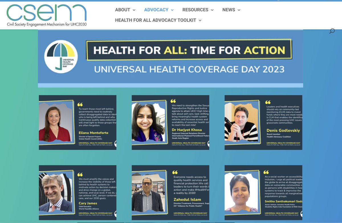#UHCDay🌎Persistent inequities means that #HealthForAll remains unfulfilled for many. We must amplify the voices of communities to get progress on #UHC back on track. Thank you to CSEM members for your engagement to #LeaveNoOneBehind🙏 🔗csemonline.net/uhc-day-2023/