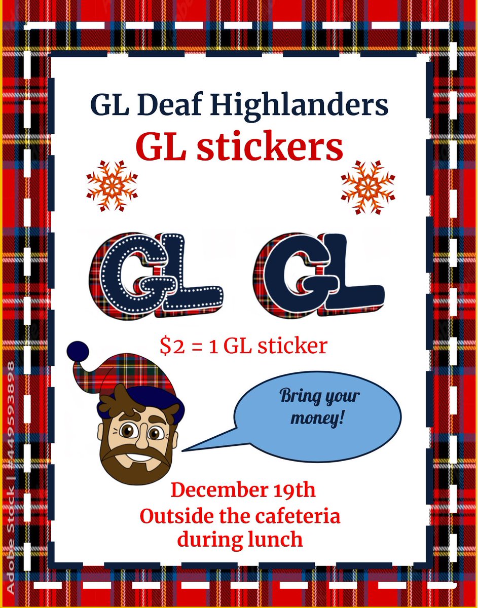 GLHSDeafProgram's tweet image. Stickers by Millie a senior GL Deaf Highlander
