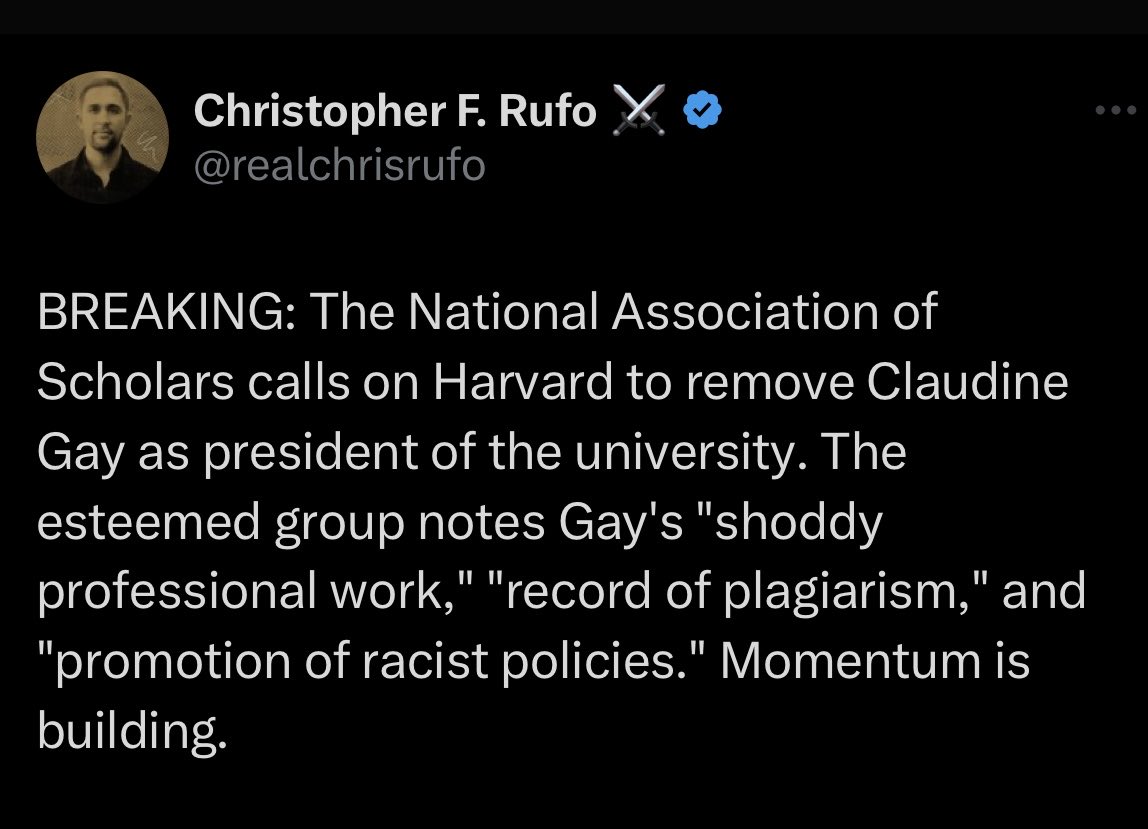 “Momentum is building”? The National Association of scholars is a right-wing dark money group that exists to attack higher education. Ginni Thomas is on their board. Following the plot?