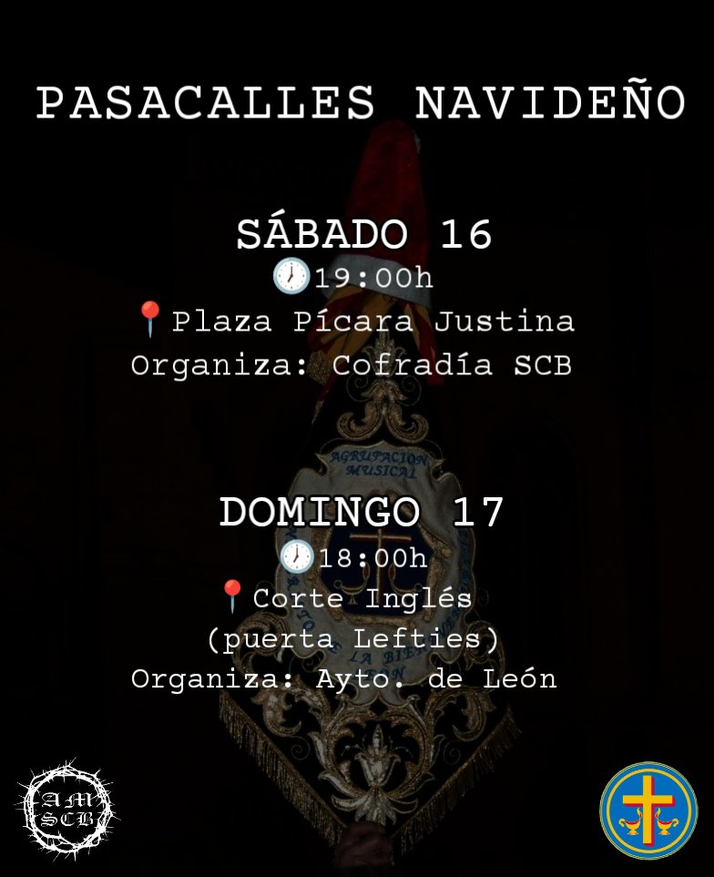Este fin de semana sonarán por las calles de León nuestra música navideña 🎄🎼
¡Os esperamos!