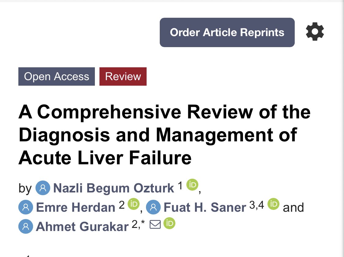 Check out our new paper on #ALF 📝 We review the current evidence and practice for acute liver failure and discuss: ✅ Medical management and ICU care ❓ When to consider transplant pubmed.ncbi.nlm.nih.gov/38068503/