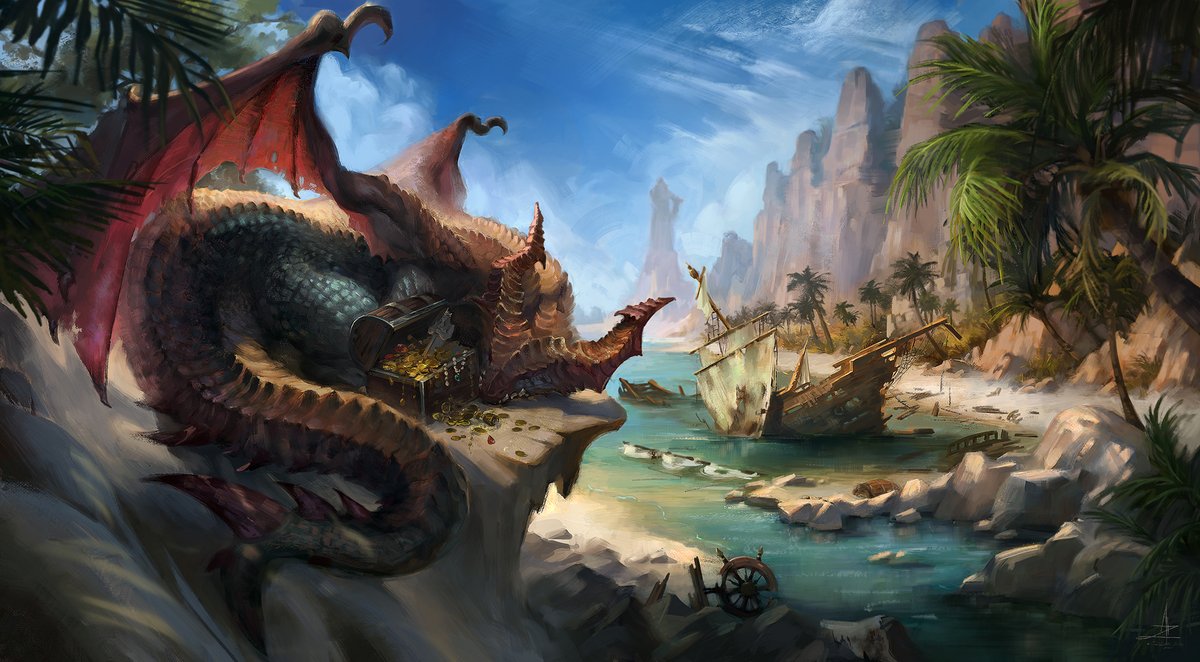 ICYMI, this wonderful art was created for #DragonAge Day. Upon eastern shores and sunkissed sands, the Lords of Fortune no longer hold dominion over the coasts of Rivain. Not when dragons are growing bolder and laying waste to their ships. 🎨 Rivain by Gabriela @azarya_st