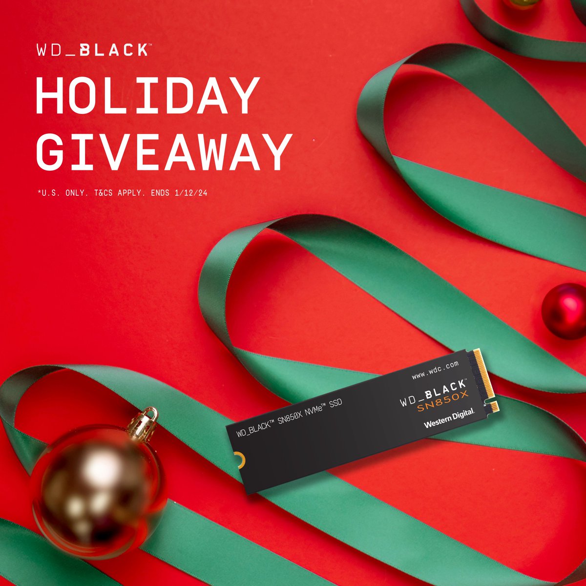 wd_black's tweet image. Oh yea, we have a 2TB SN850X up for grabs! Enter into our holiday giveaway TODAY! 🤩❄️✨ bit.ly/48e2aCB