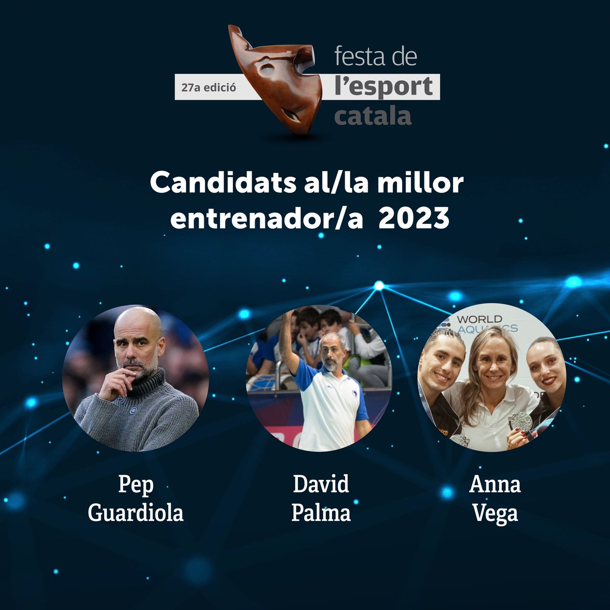 🏆 𝗖𝗔𝗡𝗗𝗜𝗗𝗔𝗧𝗦 𝗔𝗟/𝗟𝗔 𝗠𝗜𝗟𝗟𝗢𝗥 𝗘𝗡𝗧𝗥𝗘𝗡𝗔𝗗𝗢𝗥/𝗔 𝟮𝟬𝟮𝟯 

➡️ Pep Guardiola (<a href="/PepTeam/">PepTeam</a>). 

➡️ David Palma (<a href="/dpalmacns/">David Palma</a>). 

➡️ Anna Vega. 

#SomEsport #Som750mil #FestaEsportCatala23