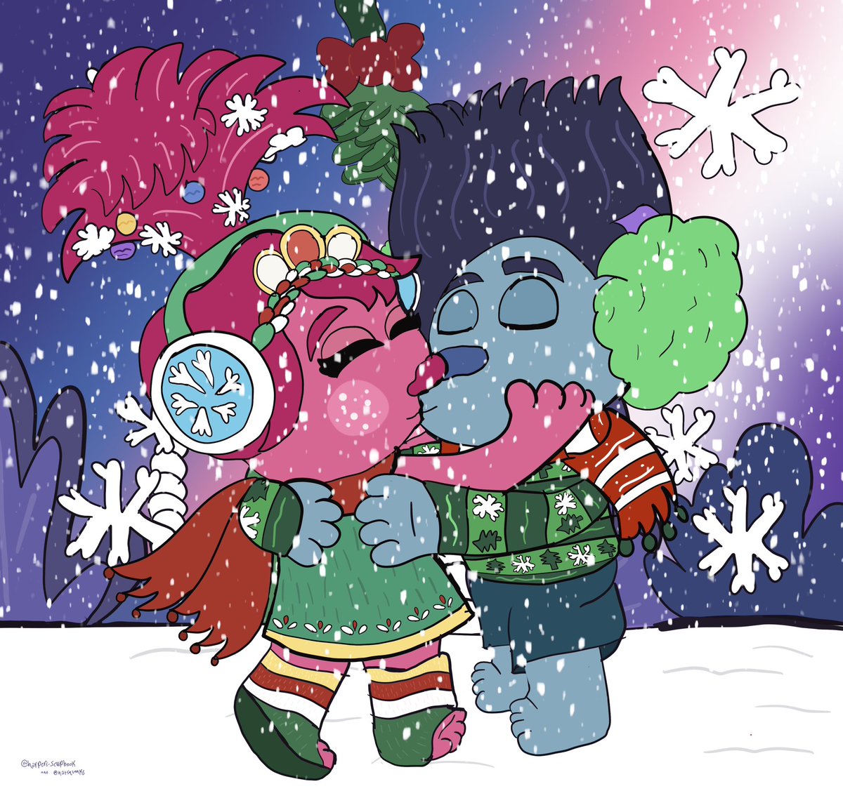 It’s all love this holiday season and Broppy is here for it!!!!!! Could they be any cuter?!?!?! I Love this Couple!!!!🥹🩷💙🎄❄️❤️💚

 #DreamWorksTrolls #TrollsBandTogether #Trolls3 #Poppy  #Branch #Broppy  #HappyHolidays  #UnderneaththeMistletoe
