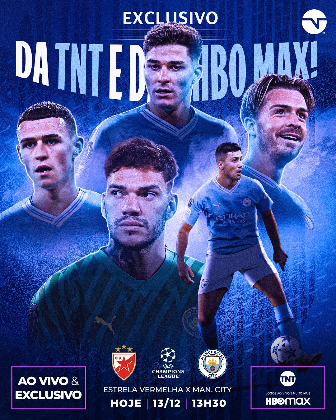 TNT Sports BR on X: HOJE TEM MANCHESTER CITY! 💪🏴󠁧󠁢󠁥󠁮󠁧󠁿 Já  classificados, os Cityzens enfrentam o Estrela Vermelha em duelo que você  só vê na @tntbr e @hbomaxbr ( #CasaDaChampions   /