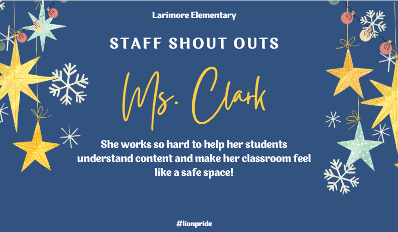 LarimoreSchool's tweet photo. Thank you Ms. Clark for your amazing contributions to our school. https://t.co/sf1GdCKiJF